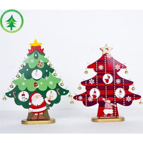 1Pcs New Year Decor 2022 Creative Wooden Cartoon Santa Claus Snowman Bell Christmas Decorations For Home With Lamp Children Gift