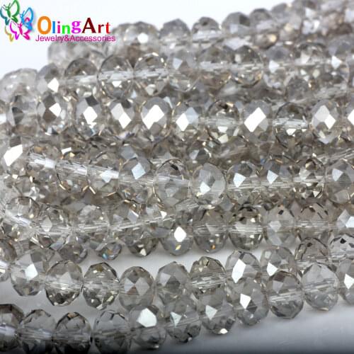 OlingArt AAA 100Pcs 8mm 12 colors Mixed Faceted Glass Crystal Rondelle Spacer Beads DIY bead choker necklace jewelry making