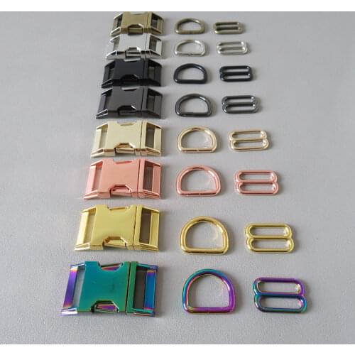 1 Set 25mm Pet Dog Collar Paracord Metal D Ring Slider Belt Loop Release Buckle DIY Accessory Outdoor Harness Handmade Hardware