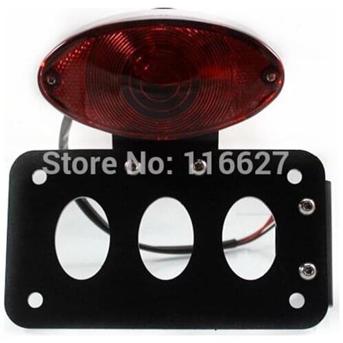 OVAL Brake Tail Light + Horizontal Black Side Mount License Plate Bracket For Harley Sportster Chopper Bobber Custom Freeshippin