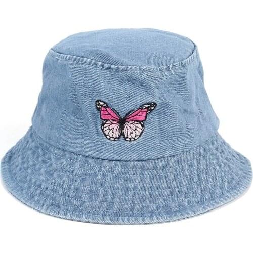 Bucket Hat Butterfly Women Men Washed Panama Summer Sun Beach Breathable UV Protection Holiday Accessory Outdoor Fishing
