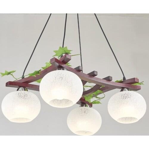 Pastoral style wooden pendant lights modern Chinese lamp LED simple living room lamp bedroom lighting restaurant lights FG584