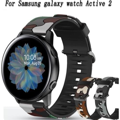 20mm Watch strap For Samsung galaxy watch Active 2 40mm 44mm band Sport Active 2 Wristband bracelet Camouflage Pattern Watchband