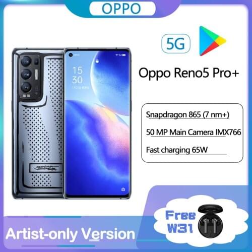 Original Oppo Smartphone Reno 5 Pro+ Plus 5G Art Cellphone 6.55" 90HZ 50MP 65W FastCharger Snapdragon865 free Wireless headset
