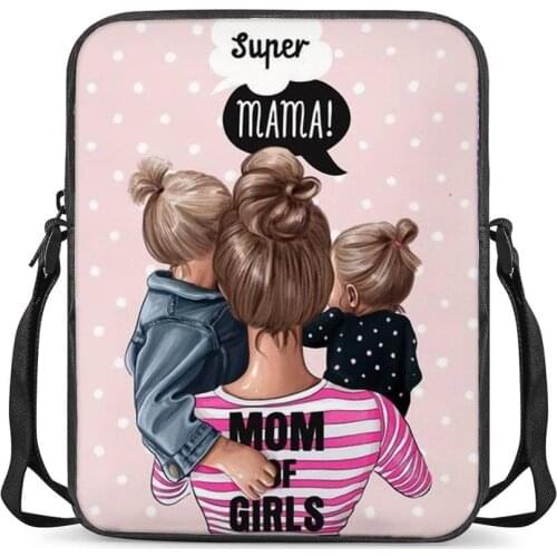 HYCOOL Super Mom Dad Kids Loving Family Pattern Women Messenger Bags Female Small Cross-Body Bags Student Boys Girls Book Bag