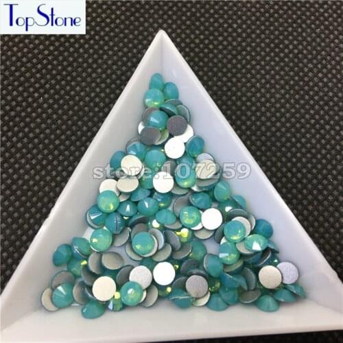 TopStone 1440pcs ss3-ss20 Rhinestones Flatback Non Hotfixed Glass Crystals Green Opal for 3D Nail Art DIY Decoration
