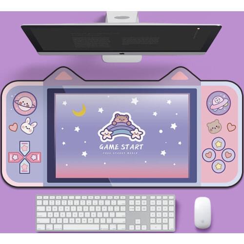 Cute cartoon Cat Ear Thickened Mousepad gaming Keyboard Mousepad For Laptop Notebook gamer pad Anti-slip Natural Rubber Mousepad