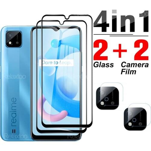 4 in 1 Camera Protector Glass For Oppo Realme C20a On Realmy C 20 20a A Transparent Safety Protective HD Screen Full Cover Film