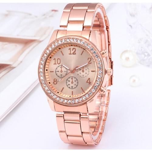 1PCS Womens Watches Geneva Classic Luxury Rhinestone Watch Women Watches Ladies Fashion Gold Watch Clock