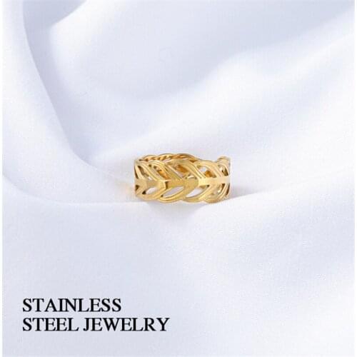 Stainless Steel Opening Rings For Woman Hip-hop Golden Hollow Finger Rings Party Birthday Gift Simple Trendy Jewelry Accessories
