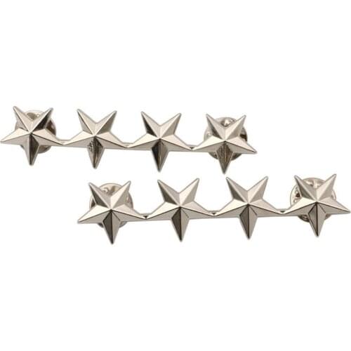 PAIR OF US ARMY OFFICER 4 STAR GENERAL RANK METAL BADGES PIN INSIGNIA