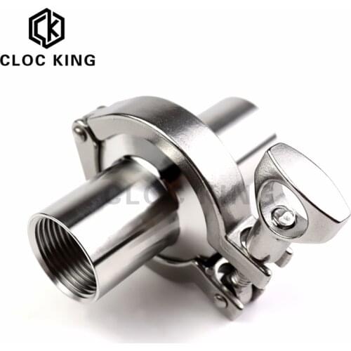 1 Set 1/4” 3/8” 1/2" 3/4” 1” 1-1/2” 2” Stainless Steel SS304 Sanitary Female Threaded Ferrule OD 50.5/64/77.5mm+Tri Clamp+Gasket