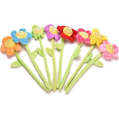 1 X Creative Cartoon Sunflower Curtain Clip Sun Flower Bouquet Doll Plush Toy