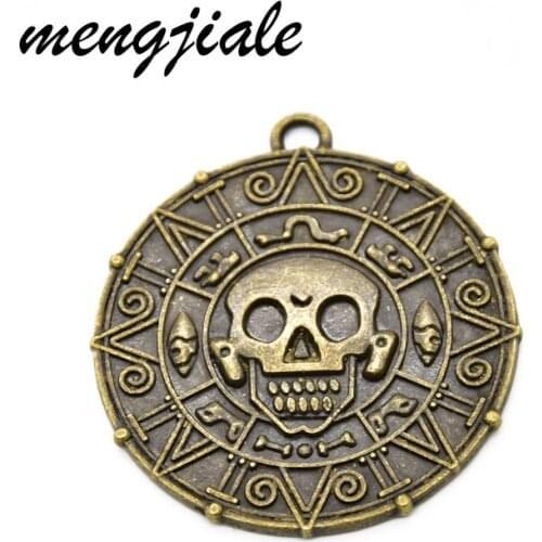 2pcs Retro Antique bronze Tone Skull Pirates compass Charms for Jewelry necklace pendant making 43*39mm