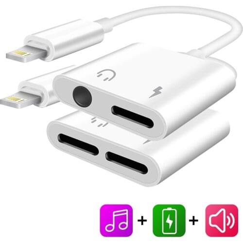 2 In 1 Adapter AUX Charging Lighting To 3.5mm Cable Splitter For Apple IPhone 11 12 XS MAX XR X 7 8 Plus Aux Cable Splitte