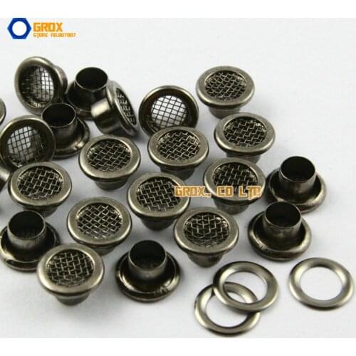 200 Set 8*4.5*5mm (Outer diameter * Inner diameter * Height) Gunmetal Round Eyelet Grommet with Steel Mesh Inside