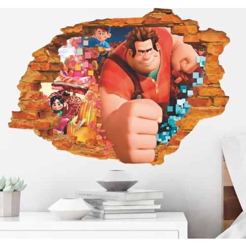 3D Broken Invincible Destruction King Wall Stickers Wreck-It Ralph For Kids Room Bedroom Decoration Diy Decals Art Boy Gifts