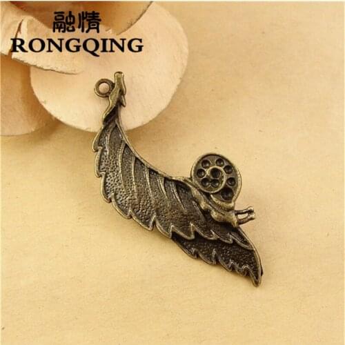 RONGQING 40pcs 50*19MM Leaves snails antique alloy charm pendant Charms fit Bracelets & Necklaces DIY Jewelry