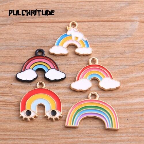 5pcs 5 Style Alloy Multicolor Alloy Metal Rainbow Charm Pendant For DIY Bracelet Necklace Jewelry Making