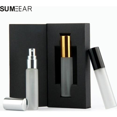 50piece/lot 10ml Frosted perfume spray bottle packing box perfume bottle mini spray bottles Print logo extra charge