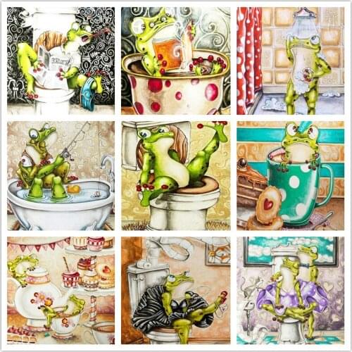 Diamond Painting Full Square/Round Drill 5D DIY "Cartoon toilet frog" Daimond Embroidery Rhinestone Cross Stitch Decor