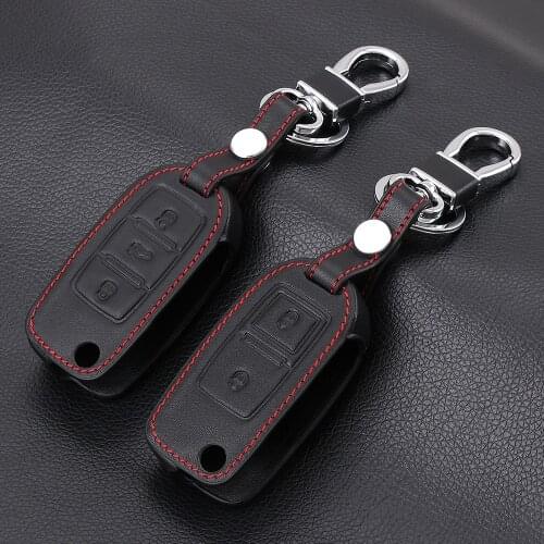 AndyGo 3 Buttons Remote Leather Car Fob Key Case Cover For Skoda Octavia A5 Fabia For Volkswagen VW POLO GOLF 4 5 Jetta For Seat