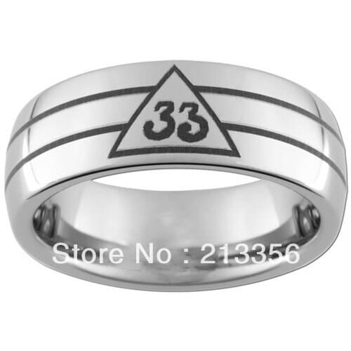 10PCS/LOT FREE SHIPPING!USA WHOLESALES CHEAP PRICE 8MM WOMEN&MENS HIS OR HER 33RD DEGREE MASONIC DOME TUNGSTEN WEDDING BAND RING