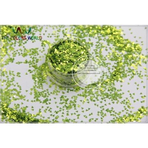 Triangle Shape Glitter Size 2 mm Solvent Resistant Light Green color paillette for Nail Art and DIY supplies1pack=50g