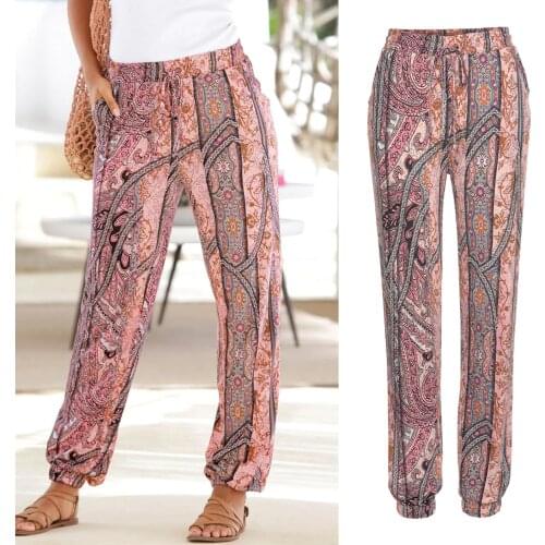 Women Pants High Waist Printing Trousers Long Pants Boho Pockets Pants Daily High Quality Beach Holiday Pants Брюки Dropshipping