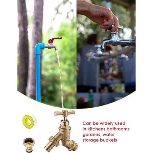 Hot 1/2inch BSP Brass Faucet With 3/4inch Threaded Faucet Adapter Thread Hose Union Outdoor Watering Faucet Adapter Dropshipping