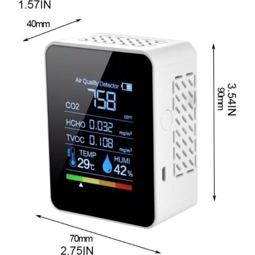 Carbon Dioxide Detector Temperature/Humidity Air Quality Monitor Indoor Digital CO2 Meter Formaldehyde Detector Air