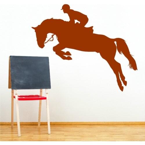 Horse Jumping Sports Home Decor Wall Decal Horse Rider Jockey Vinyl Wall Sticker Home Decor Art Wall Paper A-4