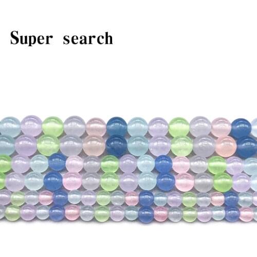 Natural Chalcedony Colour White Stone loose Round Beads For Jewelry Making DIY Bracelet Woman Necklace6 8 10 MM Strand