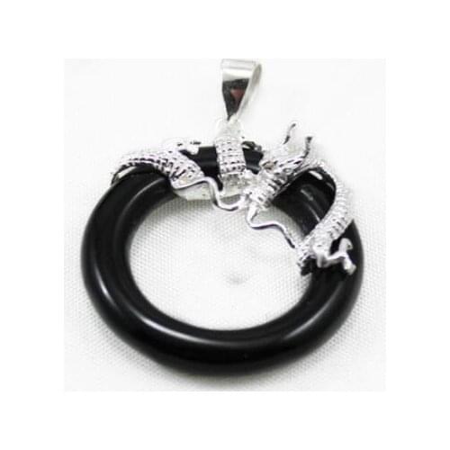 Jewelr 005867 Jewelry Silver Green black red Dragon Pendant Necklace + free chain Back to product details