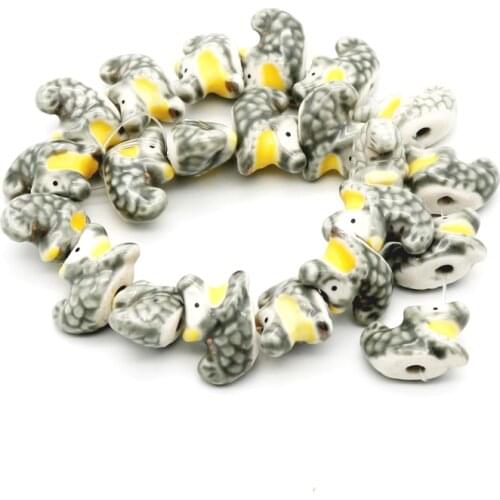 Chinese Ceramic Beads 20pcs/lot Cute Lucky Carp Shape Charms 24x15mm Mini Koi Porcelain Pendants Fashion Jewelry Fit DIY Making
