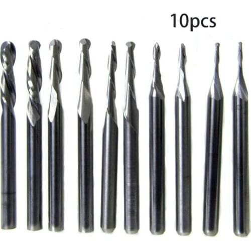 10pcs 1/1.5/2.0/2.5/ 3.175mm Carbide Ball Nose End Mill CNC Engraving Router bit Solide Carbide Hotselling 63HF