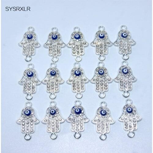 Wholesale 10 Pcs/lot Metal Charms for DIY Bracelet Necklace Jewelry Making Antique Sliver Plated Fatima Hand Bead Spacer Bead