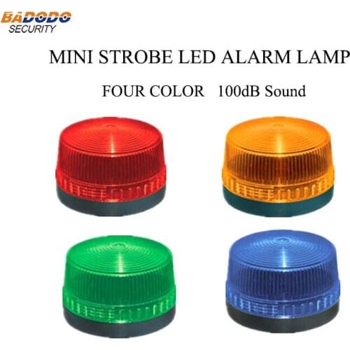 Mini LED strobe Alarm Lamp light yellow blue red green lamp light signal warning beacon 100dB sound siren for swing gate door