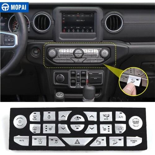 MOPAI Interior Mouldings for Jeep JL Car Center Control Button Decoration Sticker for Jeep Wrangler JL 2018+ Car Accessories