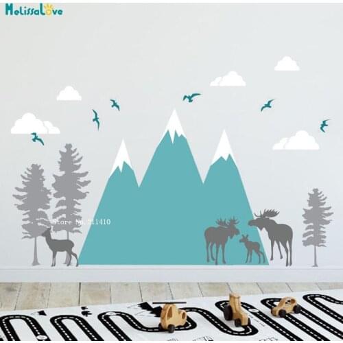 Custom Mountain Colors Wall Decals Nursery Decor Reusable Fabric Kids Baby Room Vinyl Murals Removable YT5242