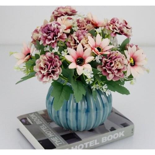 New silk hydrangea simulation flower pink wedding flower small bouquet fake flower Christmas party DIY decoration ornaments