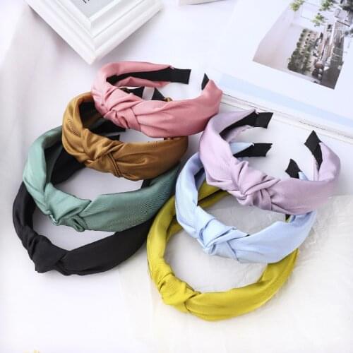 Solid Color Satin Knot Hairband Handmade Headband customized Hair Accessories