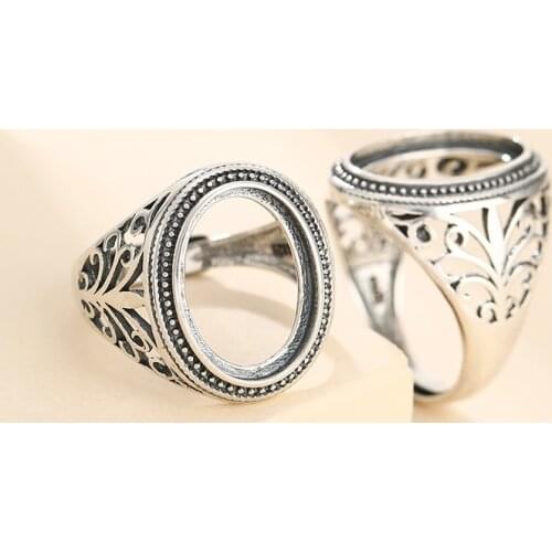 13*18mm 925 STERLING SILVER Semi Mount Bases Blanks base blank Pad rings ring Setting set diy men A5537