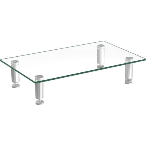 Tempered Glass Monitor Riser Desktop Stand Height Adjustable Table Top for Flat Screen LCD LED TV, Laptop