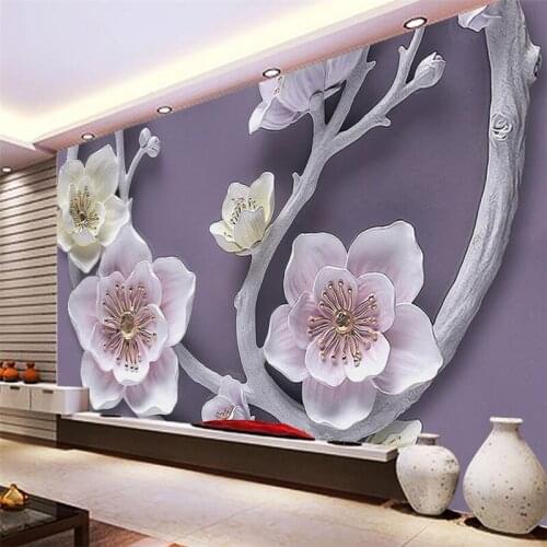 Beibehang Custom Wallpaper Living Room Bedroom TV Background 3D Floral Relief Background Wall Floral Ornament mural 3d wallpaper