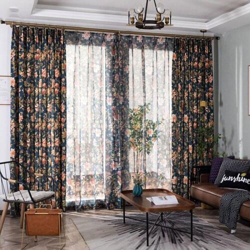 Curtains For Living Room Blackout Pastoral Nordic Cotton Flowers Plants Curtain American шторы фатин Para Salon Cortinas Rideau