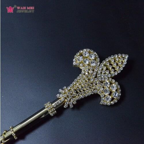 Scepter Wands Rhinestone Crystal Cross Double Sided Fashion Jewelry Play Accessories Props Pageant Contest Crown Things Sz023