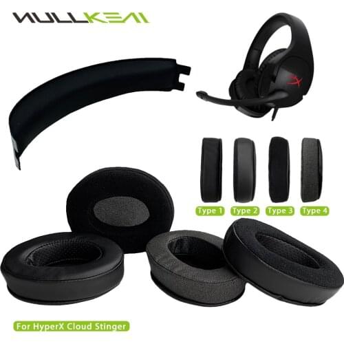 Nullkeai Replacement Earpads Headband For HyperX Cloud Stinger Headphones Thicken Leather Velvet Velour Sleeve