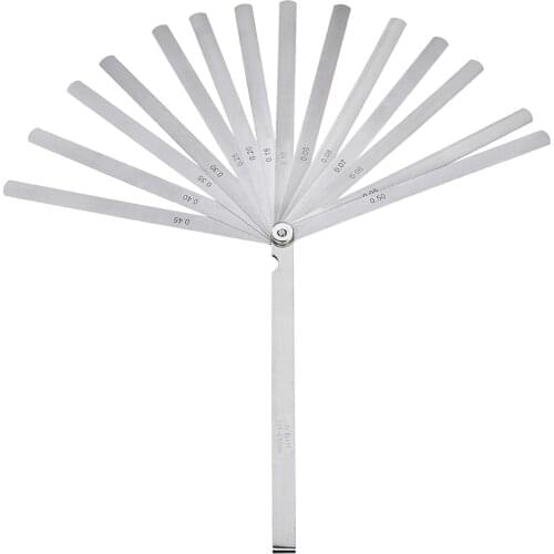 Uxcell Thickness Feeler Gauge 0.05-0.50mm 14 Leaves Stainless Steel for Gap Width for Designers Engineers and Mechanics