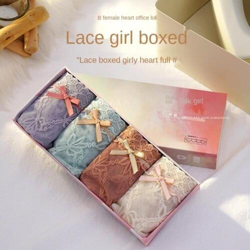 Four Piece Set Of Womens Panties French Sexy Lace Panties Fashion Invisible Comfort Briefs Mid Waist Seamless Underpants